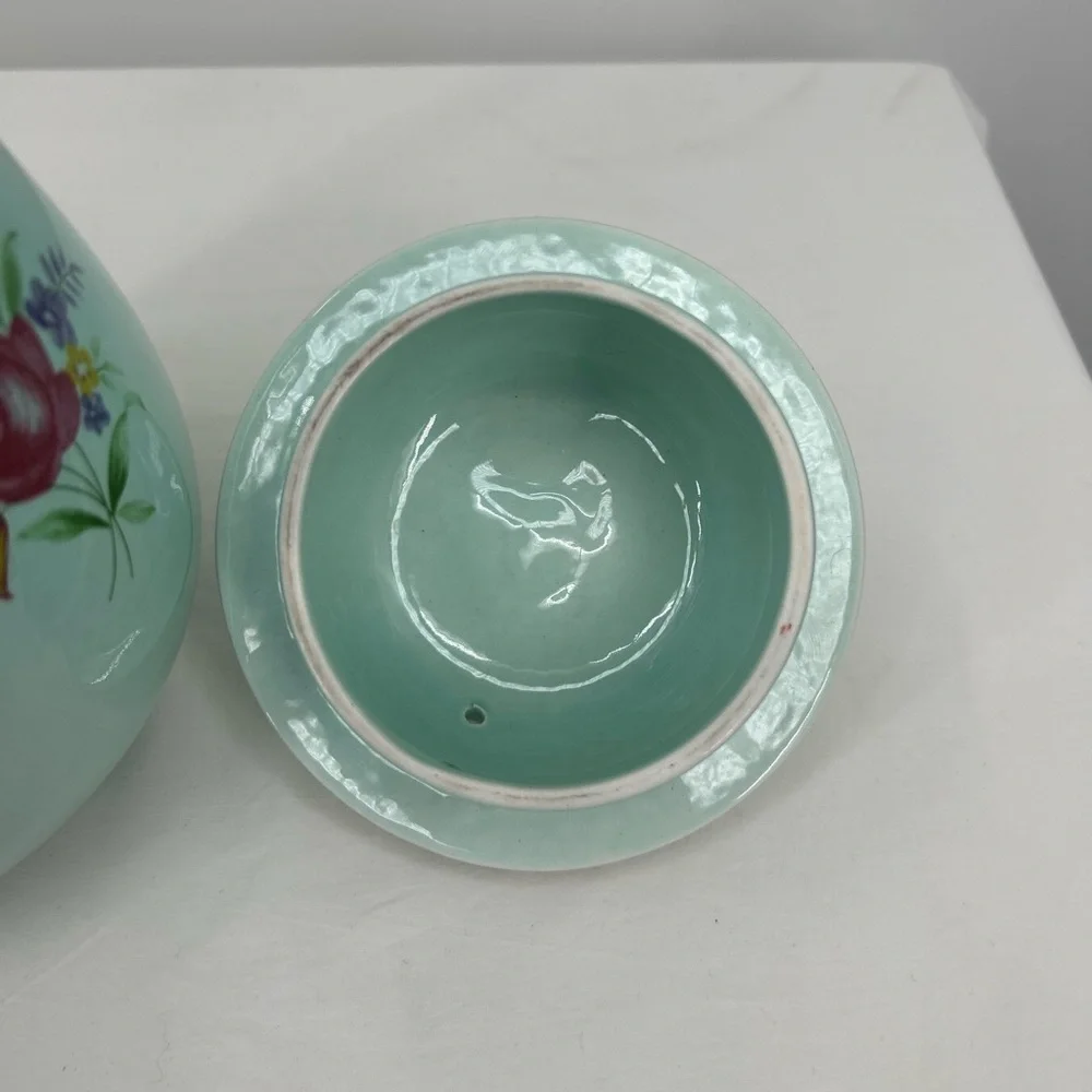 Adams Calyx Ware Coffee Pot Lowestoft pattern Vintage Floral Duck Egg Blue